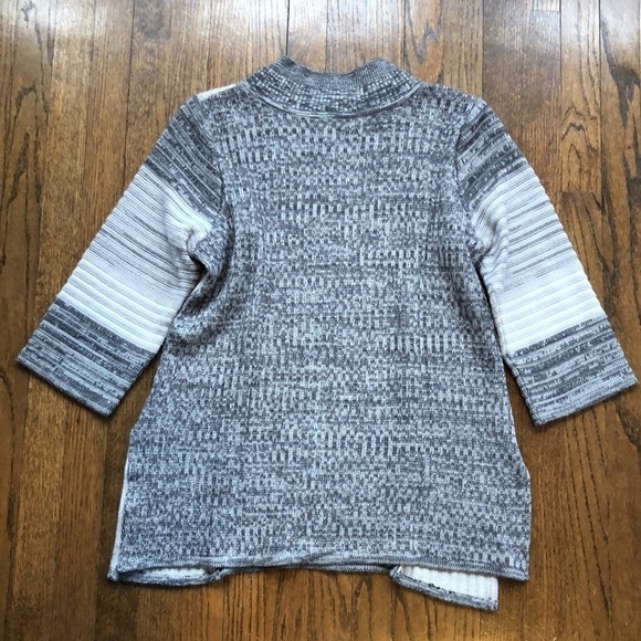 3/$10 Pattern Block Knit Asymmetrical Wool Crew Neck 3/4 Sleeve Cozy Sweater - Picture 6 of 6